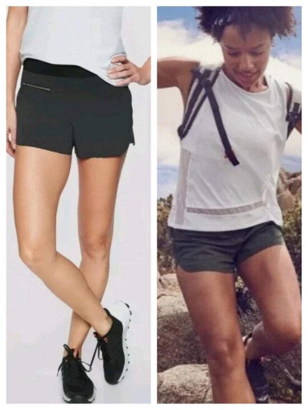 Athleta Mod Trekkie Hiking Outdoors Short Size 10 Black Zip Pockets #291730